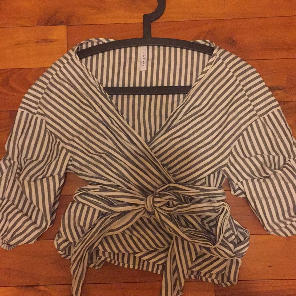 Striped wrap style top